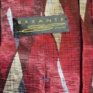 Essante 100% Imported Silk Red and Silver Men's Neck Tie